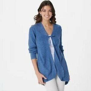NWT LOGO Lori Goldstein Tie-Front Kelsey Cardigan Blue Size XL
